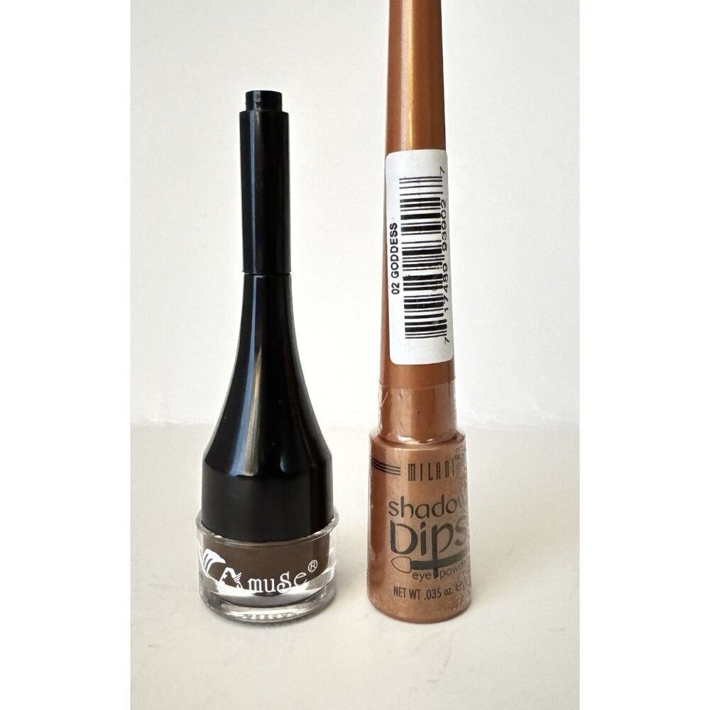 Lot of 2 Eye Makeup Milani Shadow Dips Goddess 02 & Amuse Gel Liner New